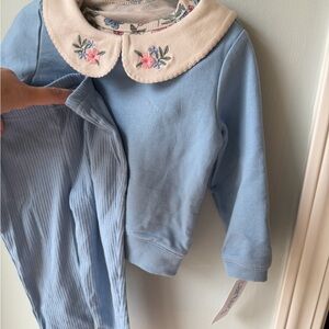 Blue Baby Outfit with Floral Collar